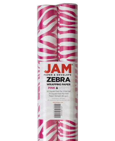 Jam Paper Gift Wrap 50 Square Feet Zebra Print Wrapping Paper Rolls, Pack Of 2 In Pink Zebra Striped