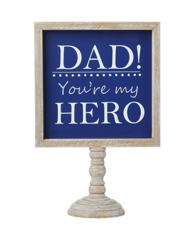 Glitzhome 11.5" Father's Day Wooden Table Decor In Blue