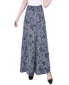 Ny Collection Women's Missy Maxi A-line Skirt With Front Faux Belt With Ring Detail In Navy Mykonosflora