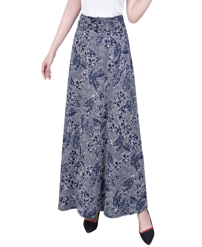 Ny Collection Women's Missy Maxi A-line Skirt With Front Faux Belt With Ring Detail In Navy Mykonosflora