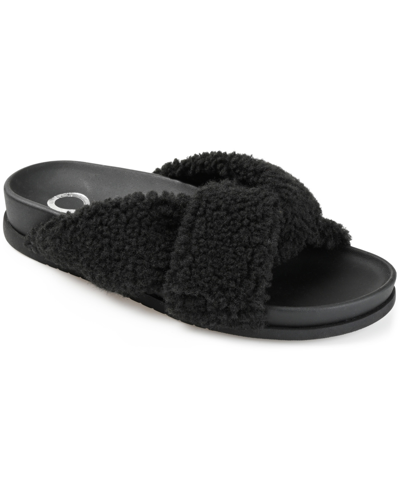 Journee Collection Dalynnda Faux Fur Slipper In Black