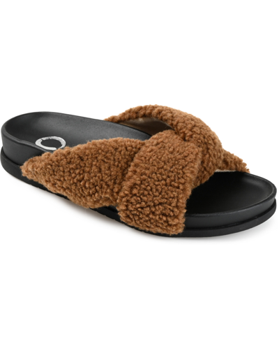 Journee Collection Dalynnda Faux Fur Slipper In Brown