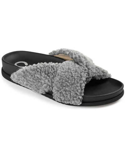 Journee Collection Dalynnda Faux Fur Slipper In Slate