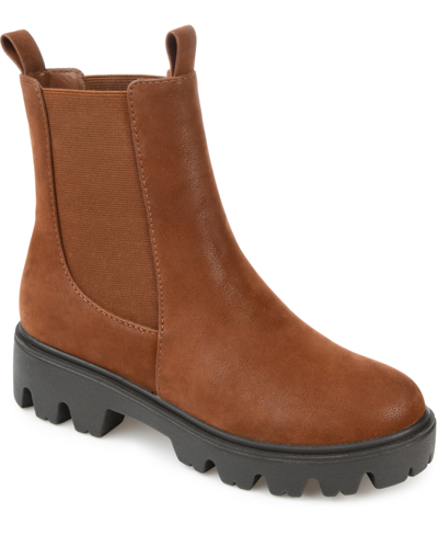 Journee Collection Women's Ivette Chelsea Lug Sole Booties In Brown