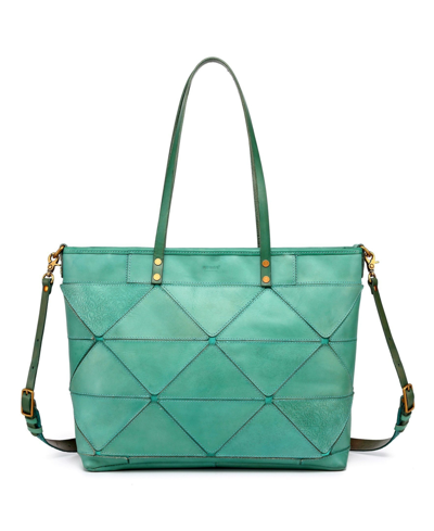 Old Trend Women's Genuine Leather Prism Tote Bag In Aqua
