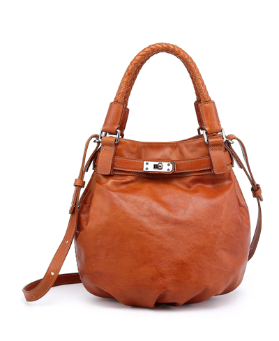 Old Trend Women's Genuine Leather Pumpkin Bucket Bag In Chestnut