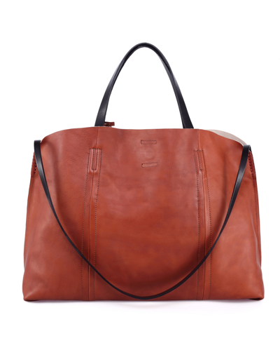 Old Trend Women's Genuine Leather Forest Island Tote Bag In Cognac