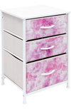 Sorbus White 3 Tier End Table In Tie-dye Pink