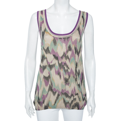 Pre-owned M Missoni Multicolored Patterned Knit Sleeveless Top M