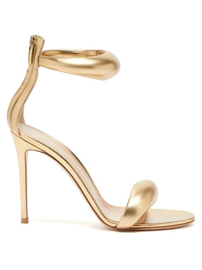 Gianvito Rossi Bijoux Ankle-strap Metallic Leather Sandals In Gold