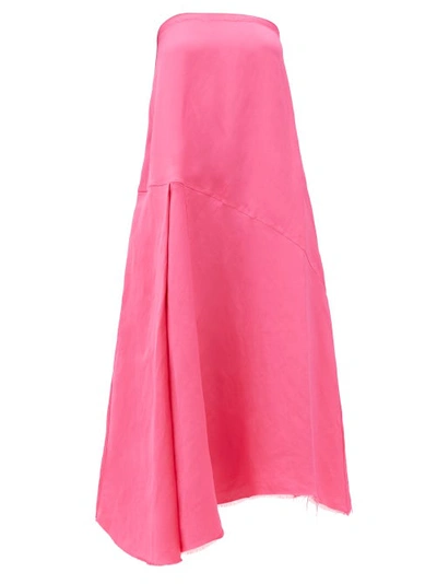 Marques' Almeida Asymmetric Hem Satin Midi Dress In Pink,fuchsia