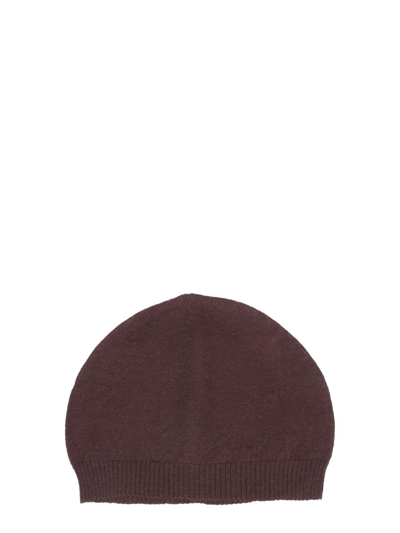 Rick Owens Ribbed Knit Edge Beanie In Red