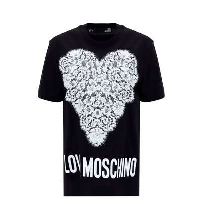 Love Moschino Printed Cotton T-shirt In Black