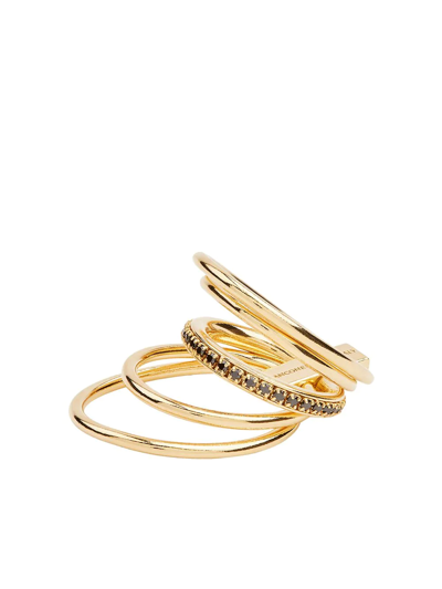 Panconesi Solar Crystal-embellished Stacked Ring In Gold