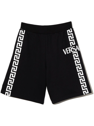 Versace Kids' Boy's Greca Logo Bermuda Shorts, Sizes 8-14 In Black