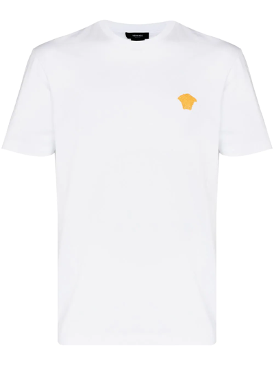 Versace Medusa Head-embroidered Cotton-jersey T-shirt In White