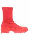 Camperlab Traktori Stretch-knit High-ankle Boots In Red