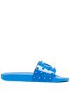 Valentino Men's Summer Vlogo Signature Studded Slide Sandals In Blue