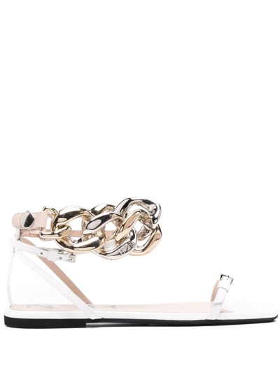 N°21 Chain-link Leather Sandals In White