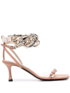 N°21 CHAIN-LINK LEATHER SANDALS