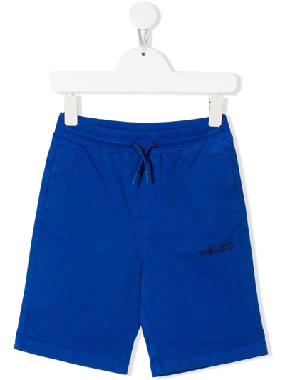 Kenzo Kids' Embroidered-logo Track Shorts In Blue