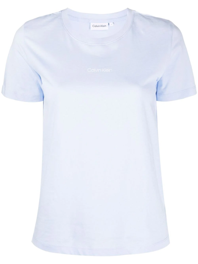 Calvin Klein Logo-print Short-sleeve T-shirt In Blau