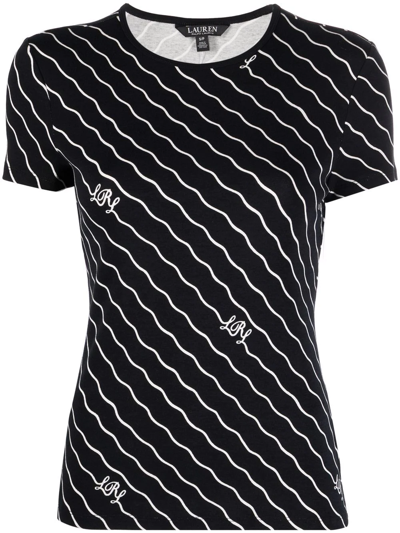 Lauren Ralph Lauren Diagonal-stripe Slim-fit T-shirt In Blue