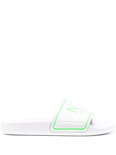 N°21 Logo-embossed Two-tone Slides In White