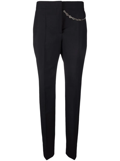 Givenchy Black Wool & Mohair Chain Trousers In Nero