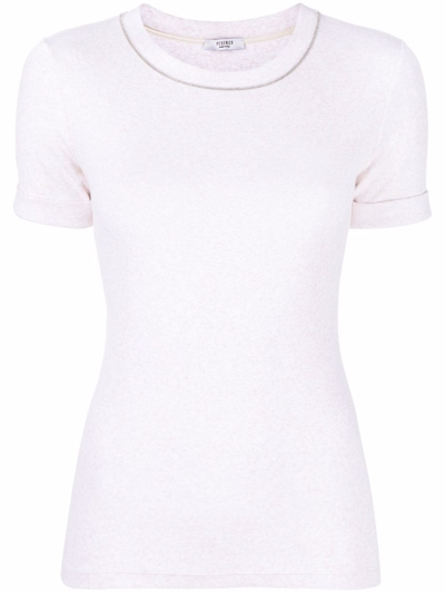 Peserico Crystal-embellished Short-sleeved T-shirt In Blanc