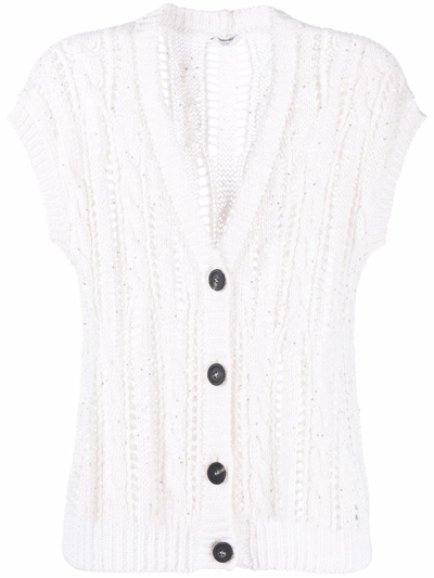 Peserico Open-knit Buttoned Waistcoat In White