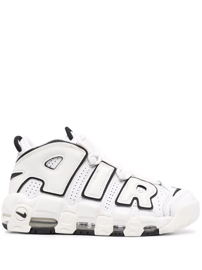 Nike Air More Uptempo Perforated Leather High-top Sneakers In White