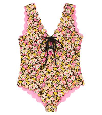 Marysia Bumby Kids' Palm Springs Reversible Swimsuit In Blossom Flower Print