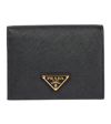 Prada Logo Saffiano Leather Wallet In Nero
