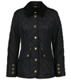 Burberry Pett Quilted Jacket W/ Corduroy Collar In Black