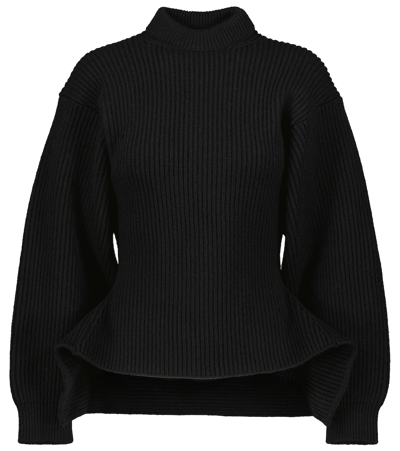 Alaïa English Ribbed Wool & Cashmere Jumper In 999 Noir