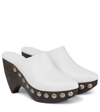 Alaïa Le Sabot Wooden-heel Leather Wedge Clogs In Blanc Casse