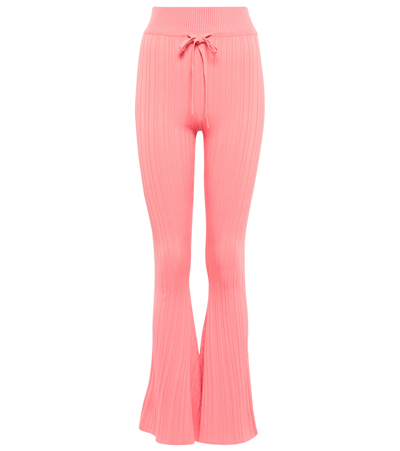 Live The Process Super Flare Ribbed-knit High-rise Pants In Thai Guava