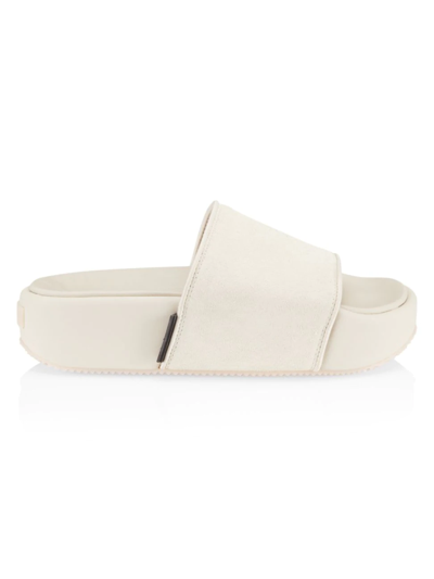 Y-3 Off-white Suede Platform Slides In Neutrals