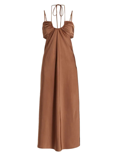 A.l.c Sienna Strappy Satin Slip Dress In Light Brown