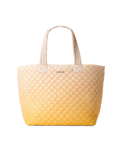 Mz Wallace Large Metro Gradient Quilted Nylon Tote Deluxe In Sunflower Ombre Oxford