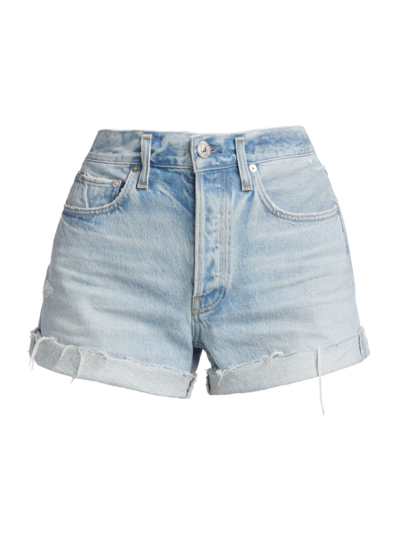 Citizens Of Humanity Frieda Cuff Organic Cotton Denim Cutoff Shorts In Montrose