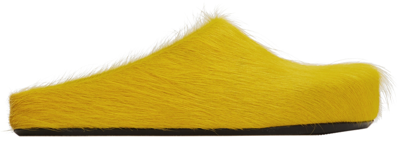 Marni Fussbett Sabot Calf Hair Mules In Yellow