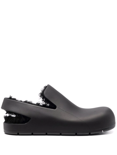 Bottega Veneta Black Puddle Rubber And Shearling Slippers