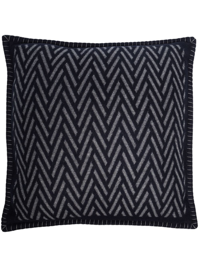 Johnstons Of Elgin Herringbone-jacquard Wool And Cashmere-blend Cushion In Blue