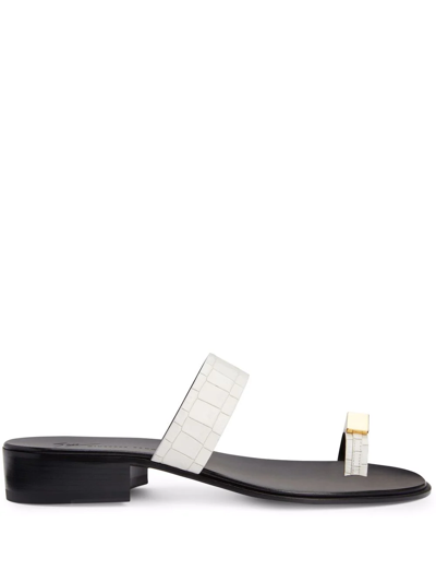 Giuseppe Zanotti Bardack Crocodile-effect Sandals In White