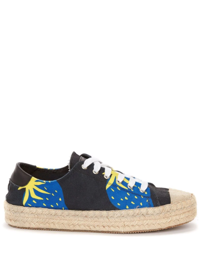 Jw Anderson Strawberry-print Espadrille Sneakers In Black