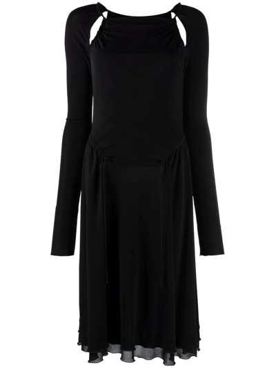 Ferragamo Cut-out Detailed Midi Dress In Black