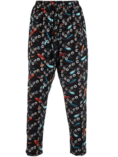 Marcelo Burlon County Of Milan Graphic-print Pleated Track Pants In Black