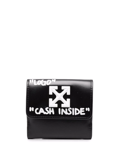 Off-white Jitney French Printed Leather Wallet In Black